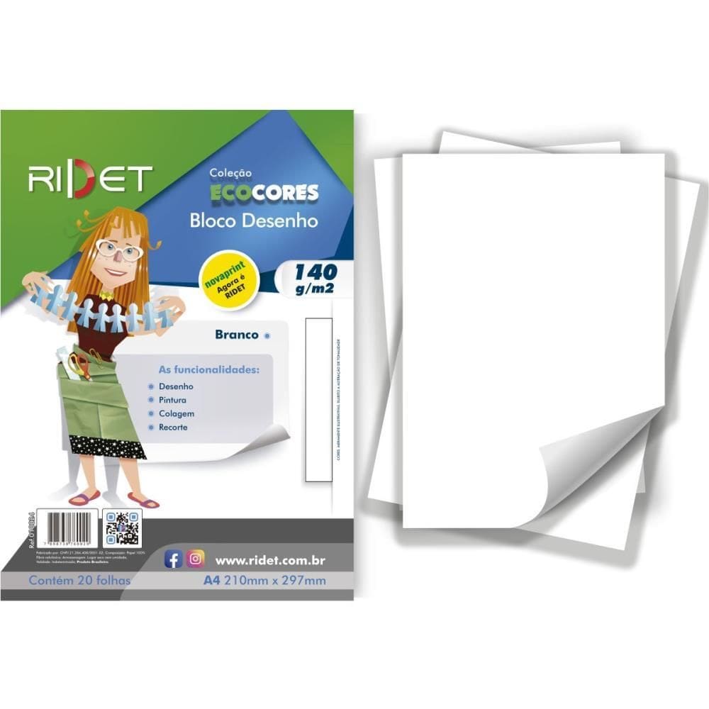 Bloco p/Educação Artística Desenho Branco A4 140g 20fls