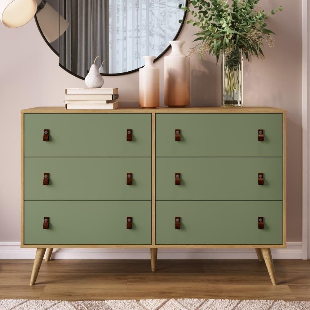 Cômoda Genialflex Amber 6 Gavetas Savana-alecrim