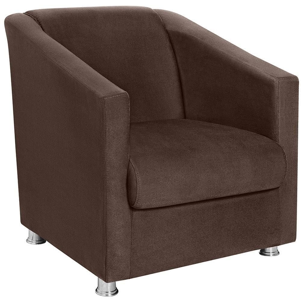 Poltrona Decorativa Bia Suede Marrom Mpassos Marrom