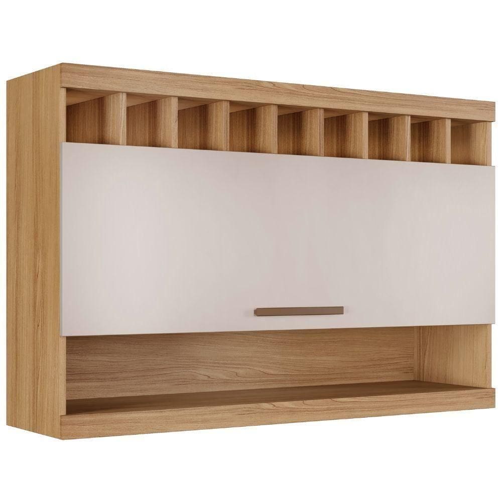 Armário Aéreo Opala 1 Porta Cinamomo Off White Arte Móveis