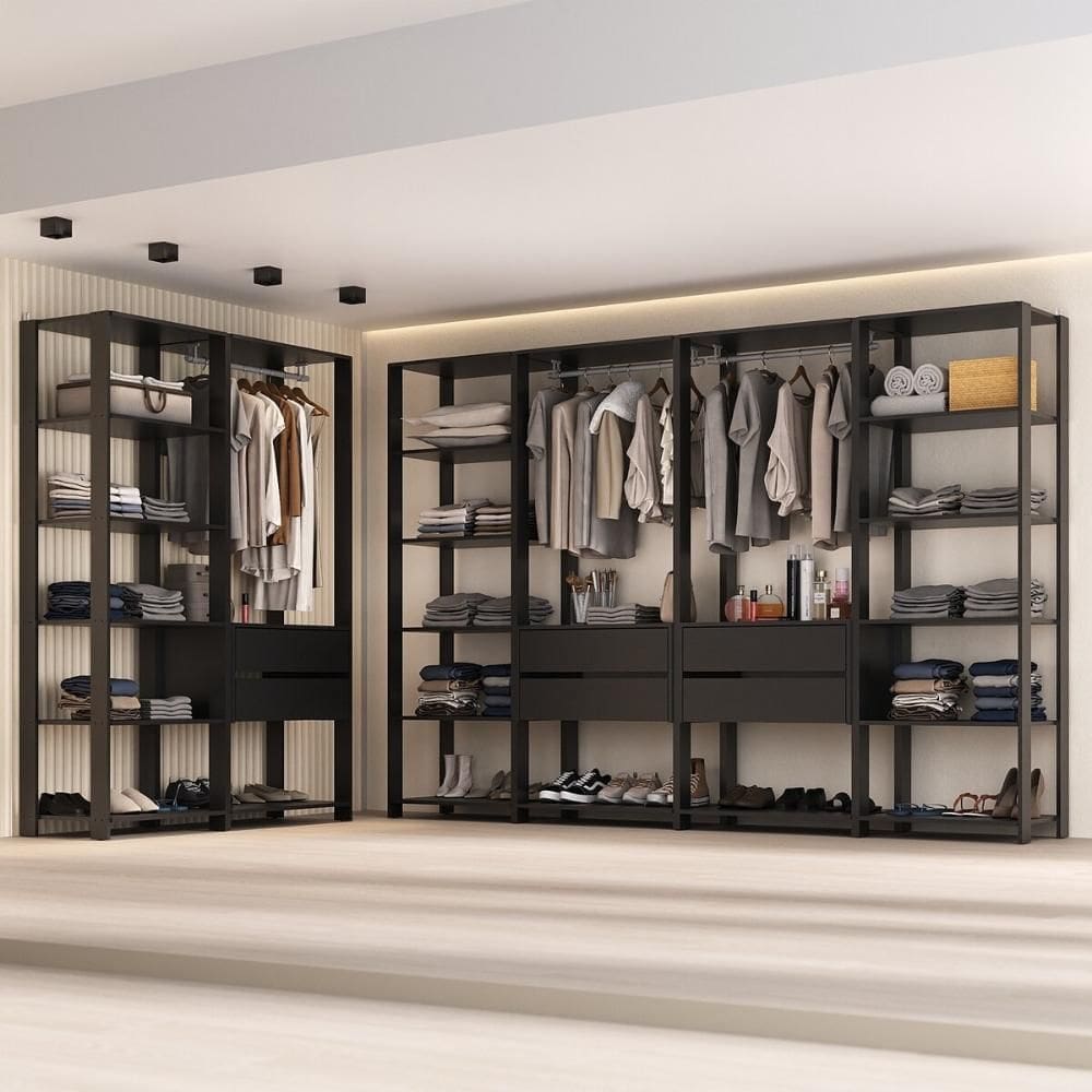 Closet Aberto Modulado Arara Organizadora com Cabideiro 405cm Allegra Multimóveis MP4391