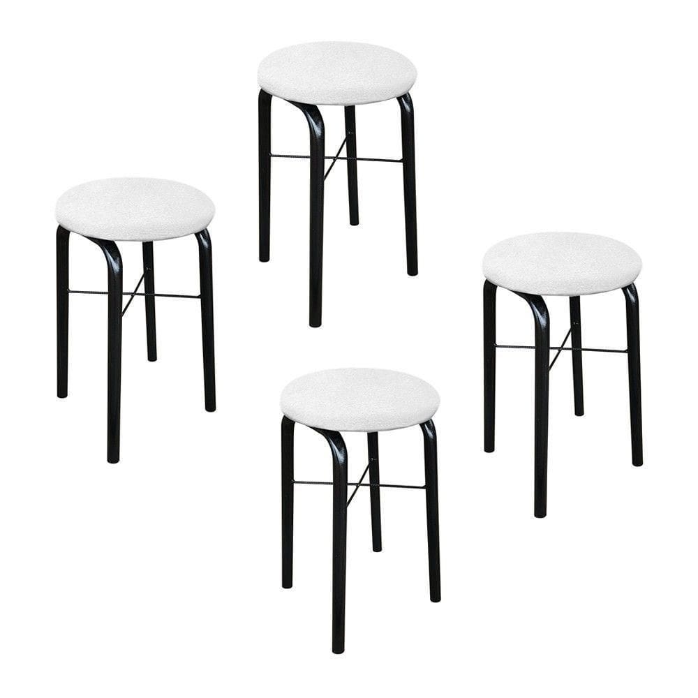 Kit 04 Banquetas Baixa Manu Suede DRossi Branco