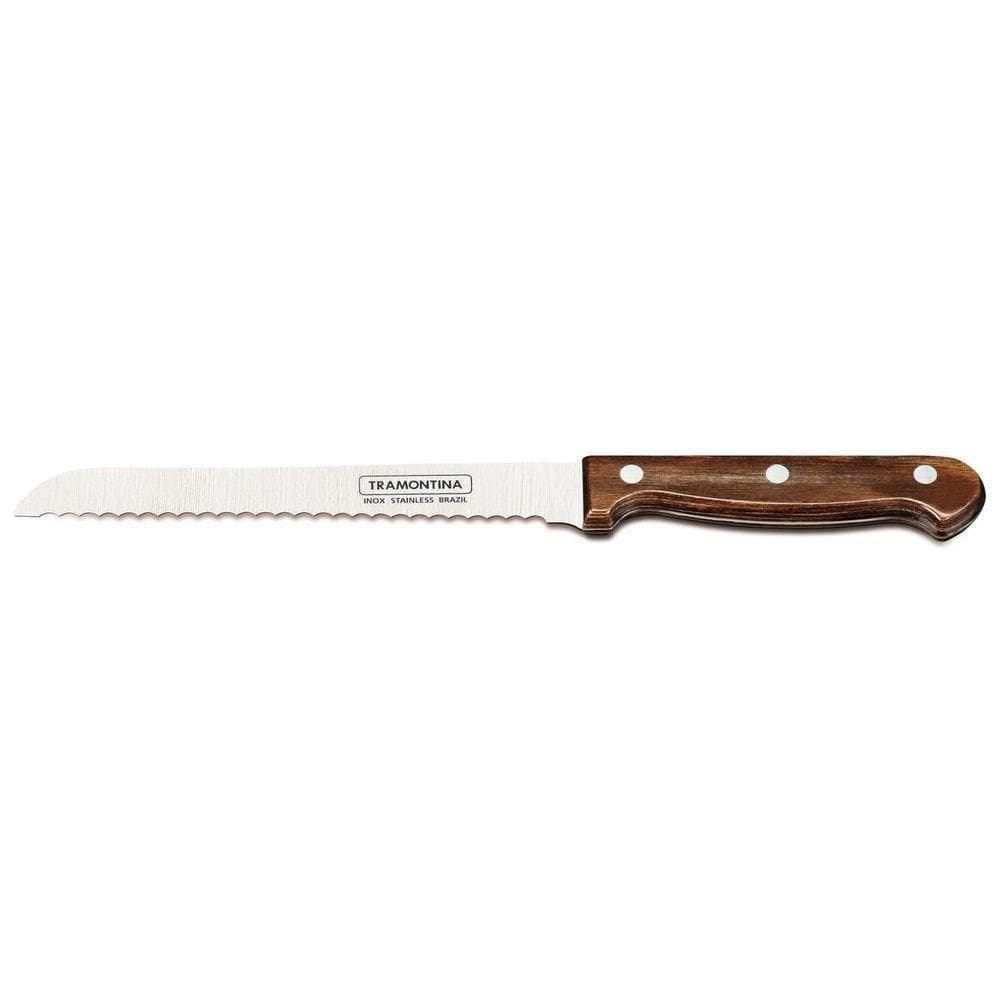 Faca Para Pão Tramontina Polywood Com Lâmina Em Aço Inox E Cabo De Madeira Castanho 7” Tramontina