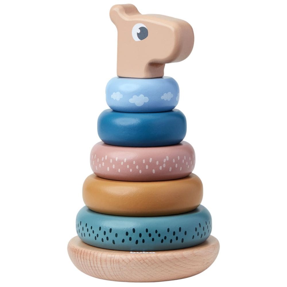 Girafa Empilhável Cloudy Madeira Estimula Coordenação Motora Tato Atóxico 1 ano Buba