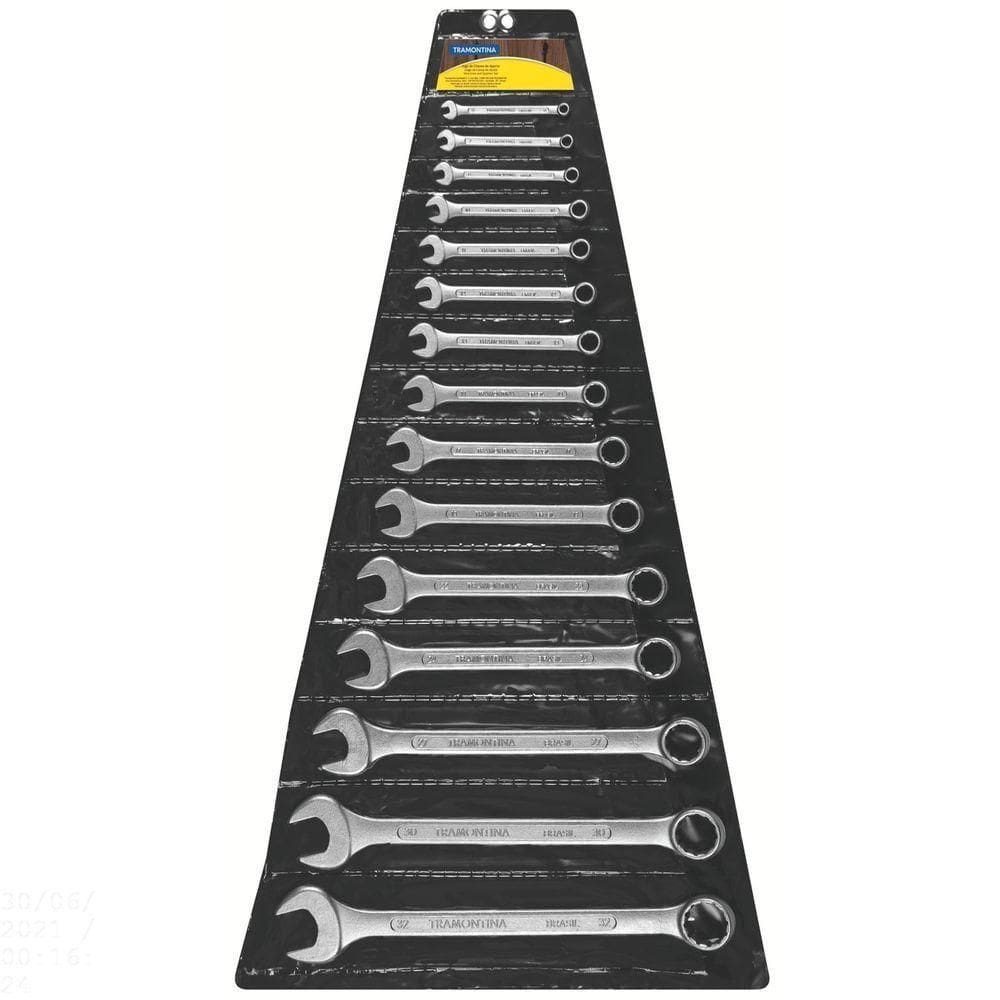 Jogo De Chaves Combinadas Tramontina Basic Com Corpo Em Aço Especial Cromado 15 Peças Tramontina