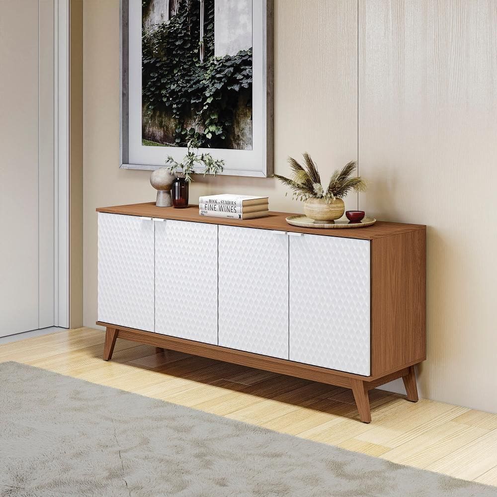 Aparador Kappesberg 4 Portas 3d Canela-branco 180cm