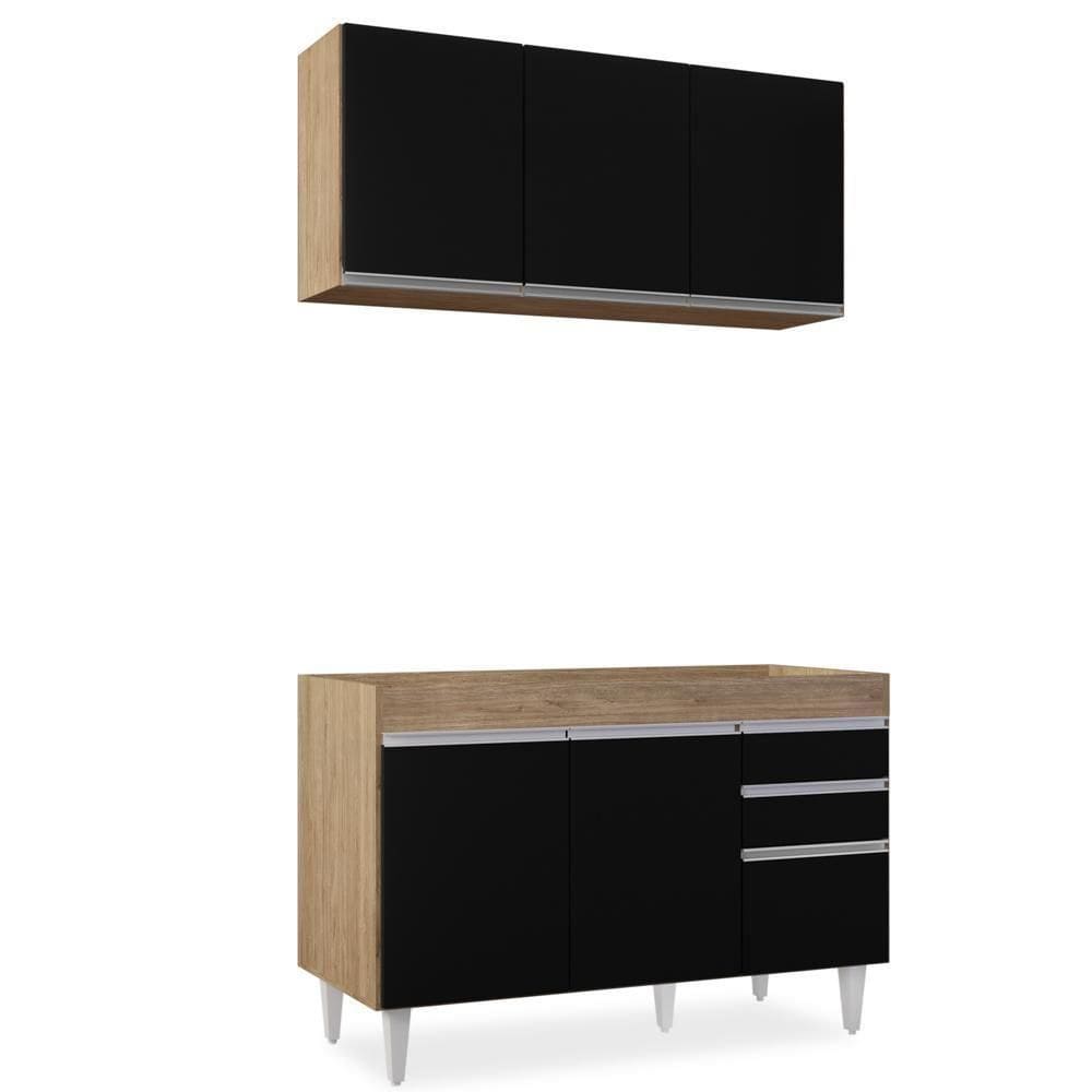 Armário Aéreo Virgínia 120Cm Castanho/Preto