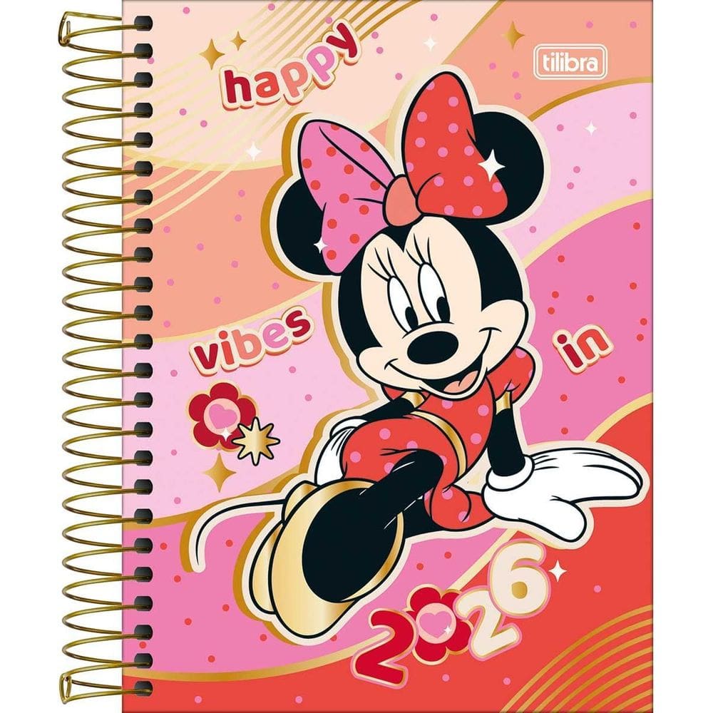 Tilibra - Agenda Espiral Diária 11,7 x 16,4 cm Minnie 2026 - Minnie Vibes -  TILIBRA