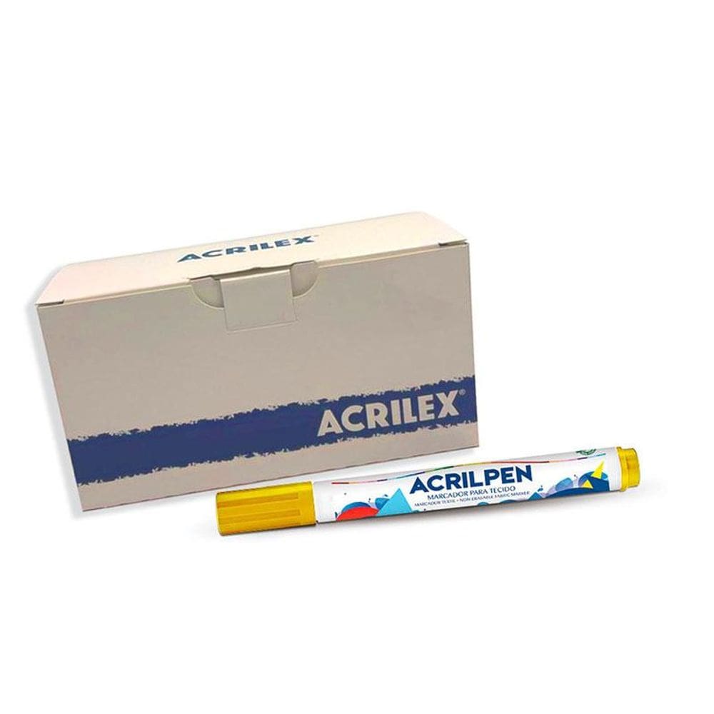 Caneta para tecido Acrilpen Amarela 505 com 6 unid - Acrilex