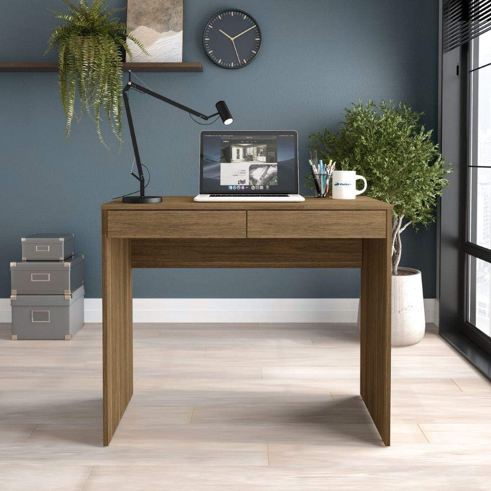 Mesa Aparador Tijuca 90cm 2 Gavetas Castanho Politorno Móveis