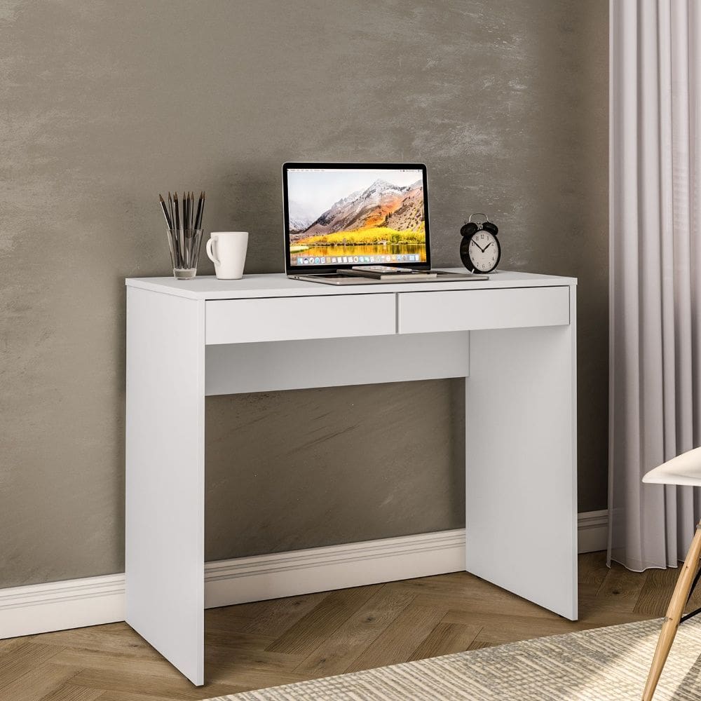 Mesa Aparador Tijuca 90cm 2 Gavetas Branco Politorno Móveis