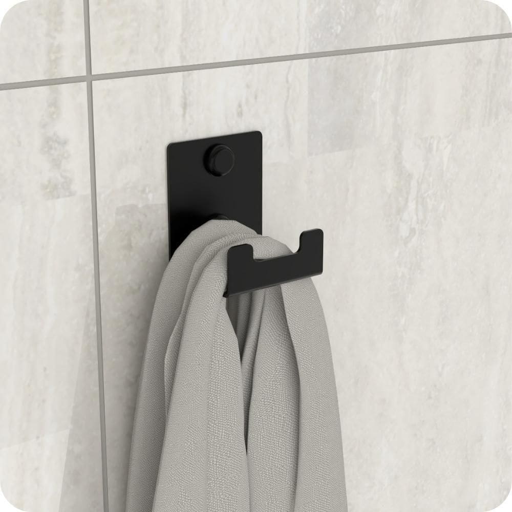 Gancho De Parede Toalha Cabide Banheiro Preto Elg