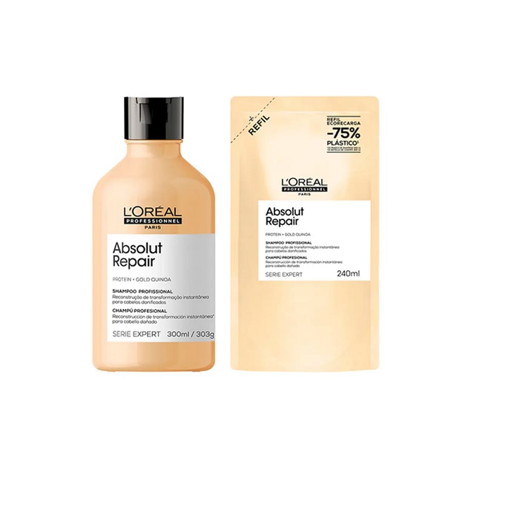 Kit Absolut Repair Shampoo Refil Sache 240ml + Shampoo 300ml
