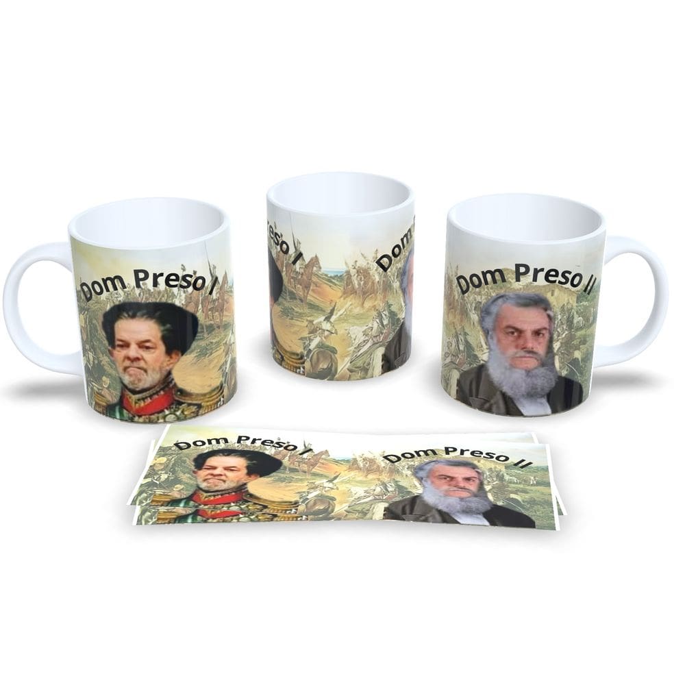 Caneca de Porcelana Meme Político Dom Preso 1 e Dom Preso 2
