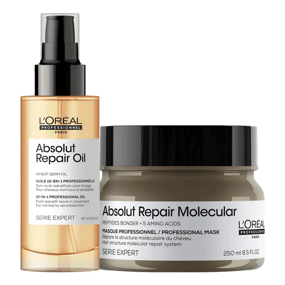 Kit L`oréal Absolut Repair Molecular Máscara + Óleo 10 em 1