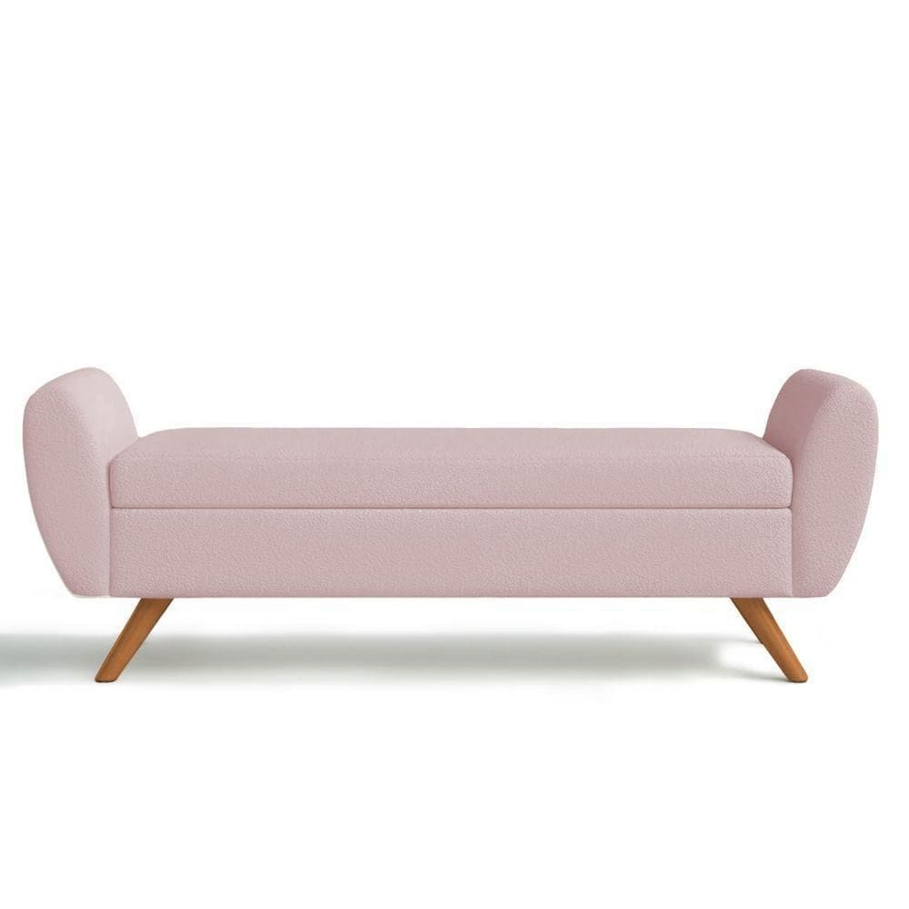 Recamier Bau Grecia 1,40M Suede Rosa Bebe - Clique Decor