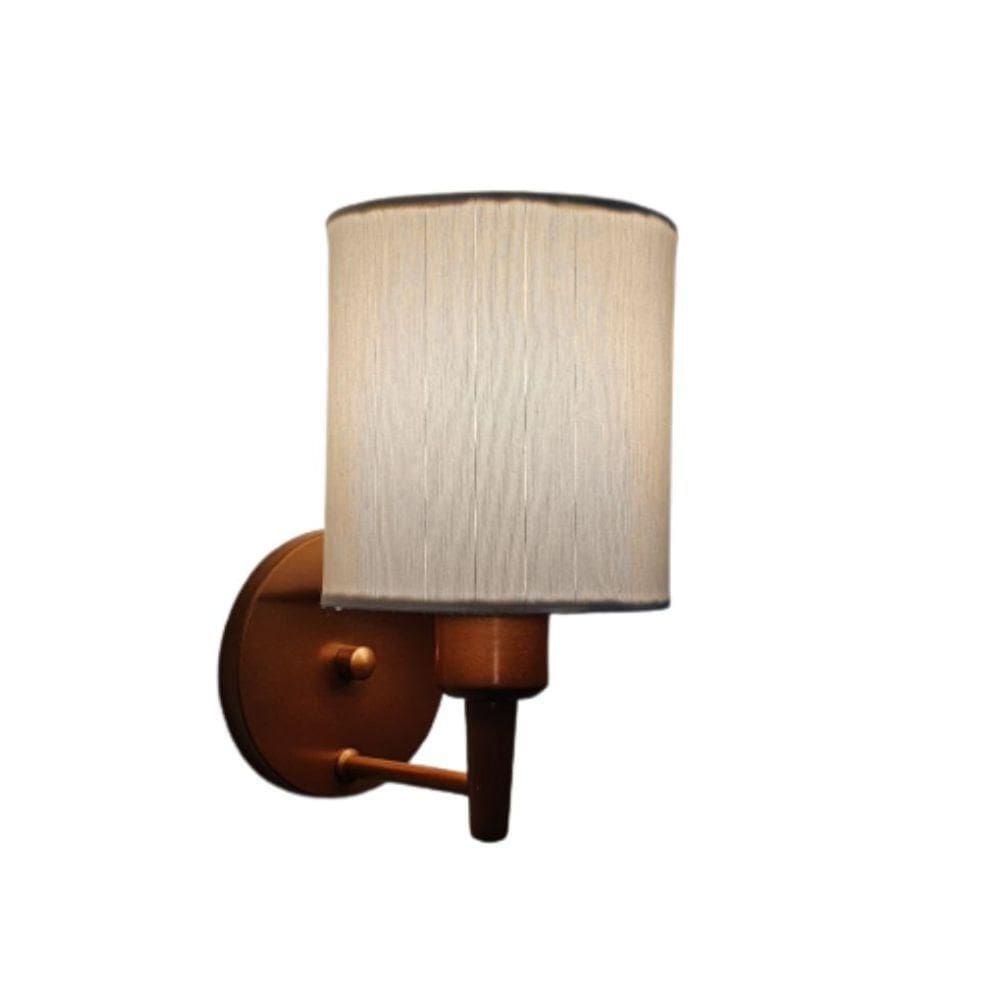 Arandela Cilíndrica Md-2009 Base Cobre Cúpula Em Tecido 14x15cm Branca - Bivolt