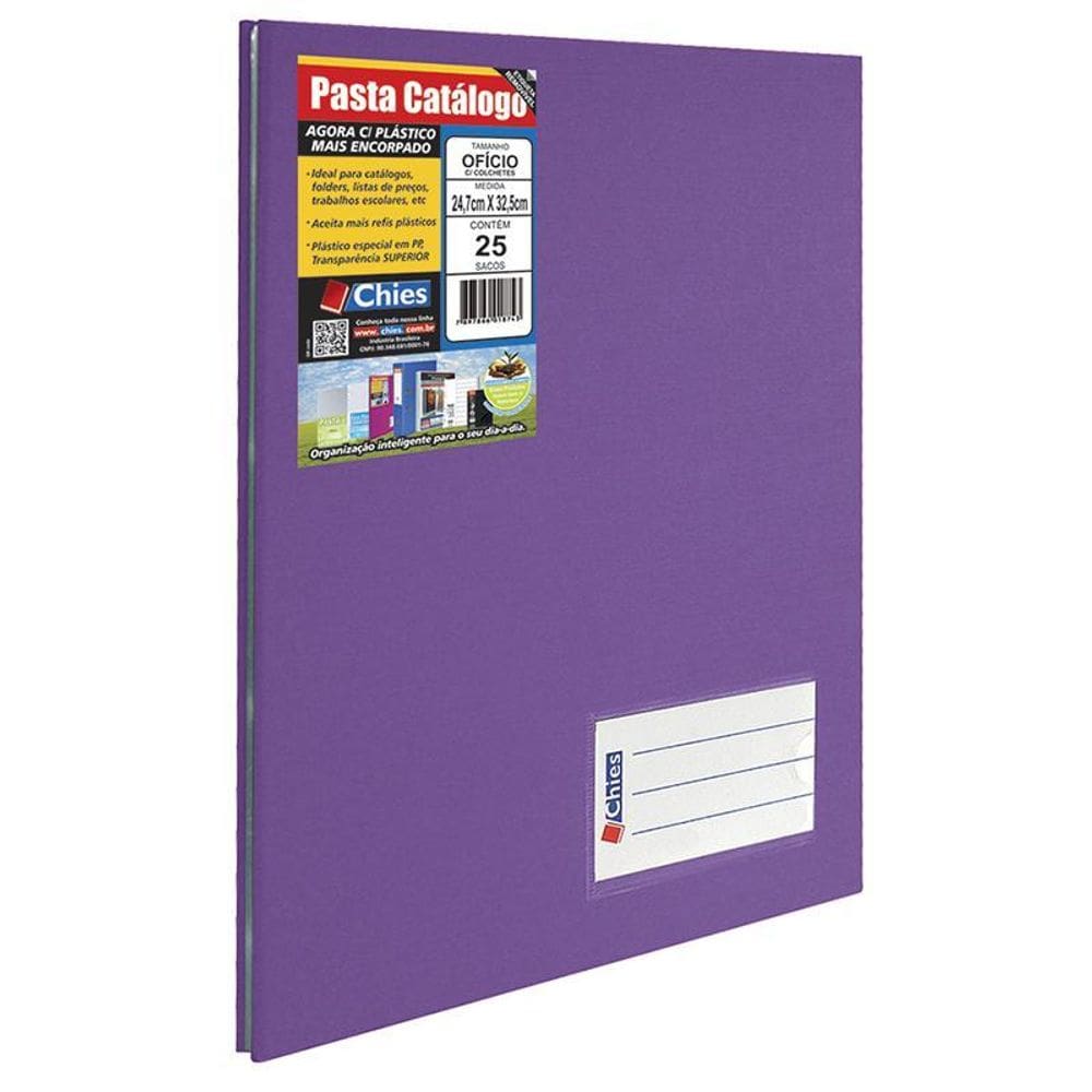 Pasta catálogo ofício 4008 violeta com 25 plásticos Chies