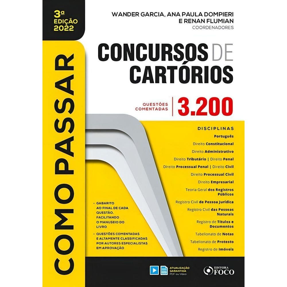 Como Passar em Concursos de Cartorio - 3.200 Questões Comentadas - 03Ed/22
