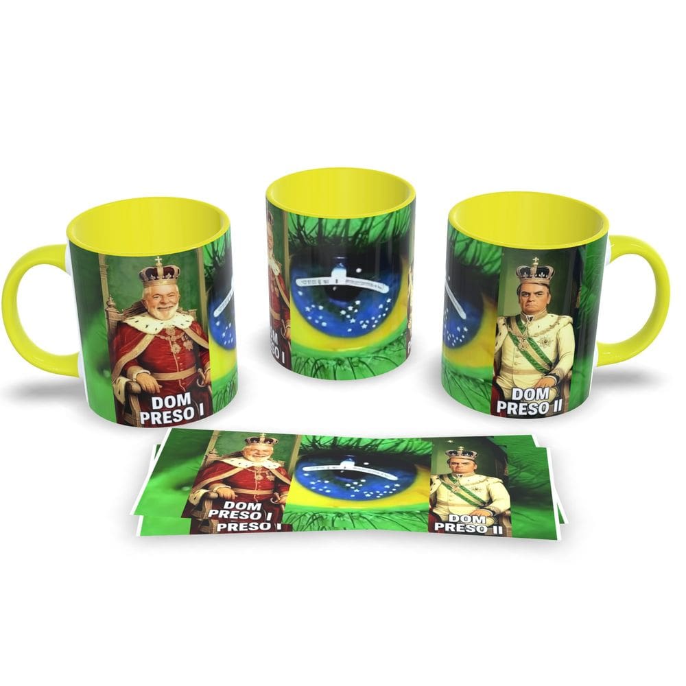 Caneca de Porcelana Humor Político Dom Preso 1 e 2