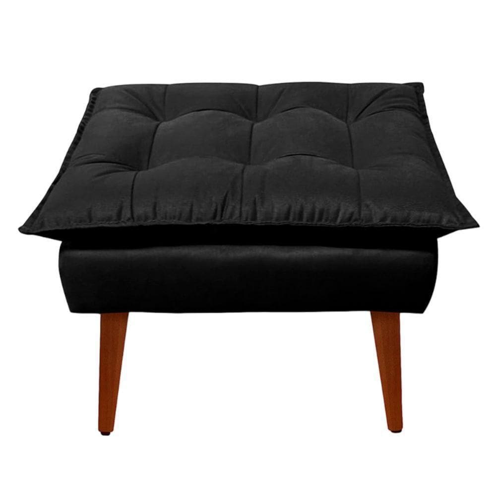 Puff Decorativo Opala Preto Pés Palito