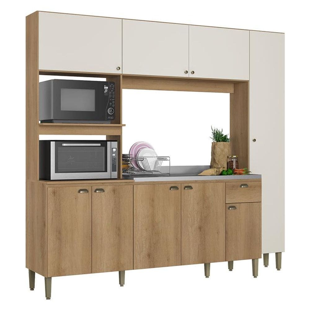 Cozinha Compacta Moderna Capuccino Off White Acetinado - THB