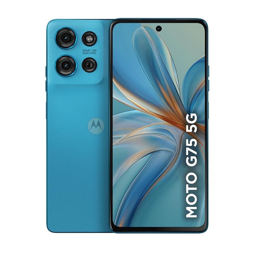 Smartphone Motorola Moto G75 5G 256GB 8GB RAM Câmera Traseira 50MP + 8MP Selfie 16MP 6.8” Azul - Vegan Leather + Ubook Livros Digitais