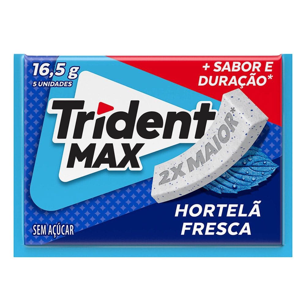 Chiclete Trident Max Hortelã Fresca Zero Açúcar 16,5g