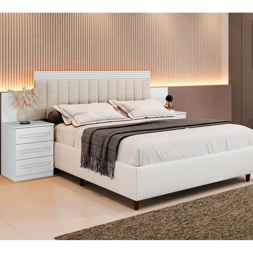 Cabeceira Extensiva Estofada Império Branco - Benetil