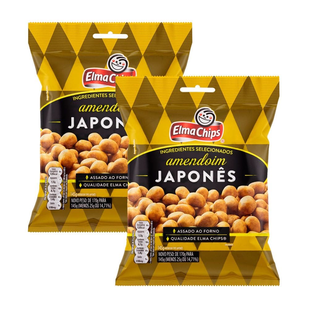 Kit 2 Amendoim Elma Chips Japonês 145g