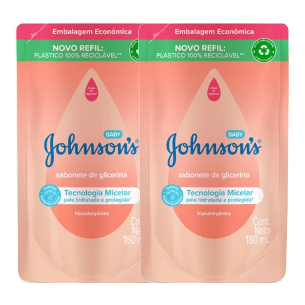 Kit 2 Sabonete Líquido de Glicerina Johnson`s Baby Refil 180ml