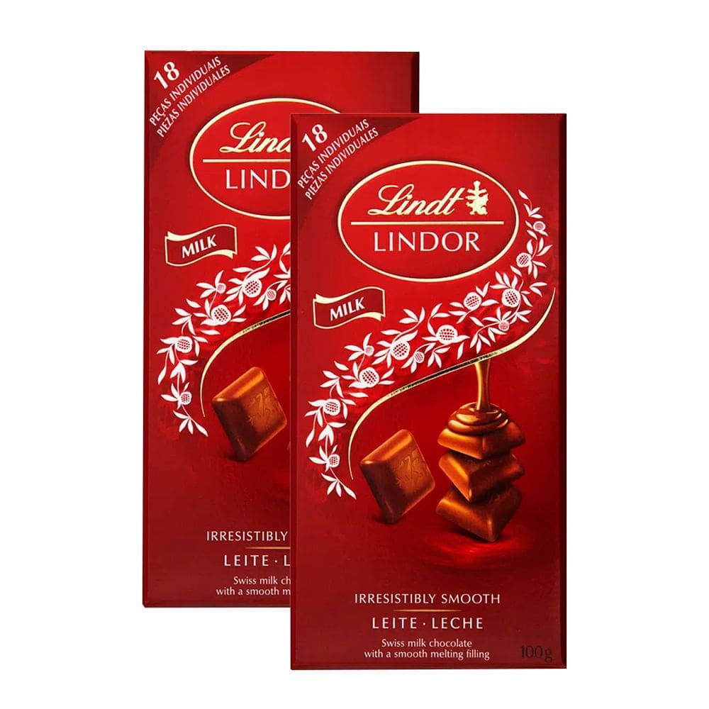 Kit 2 Chocolate Lindt Lindor ao Leite com Recheio Cremoso 100g