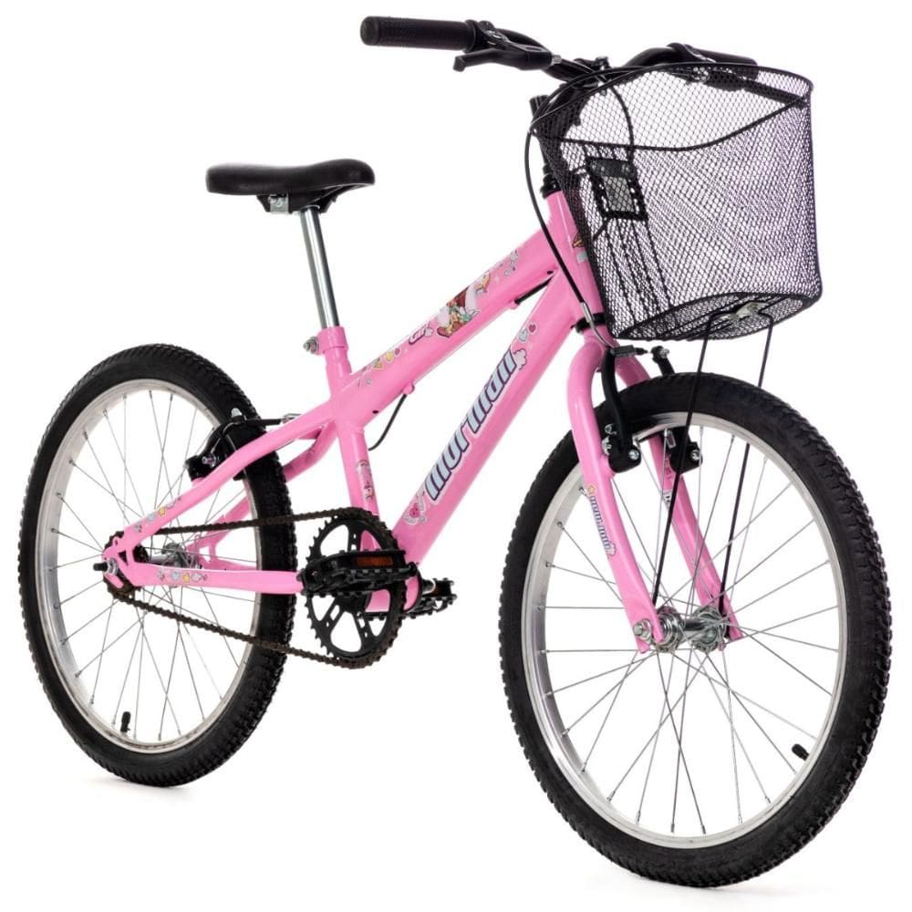 Bicicleta Aro 20 MTB Com Cesta C23 V-Brake Sweet Girl Rosa - Mormaii