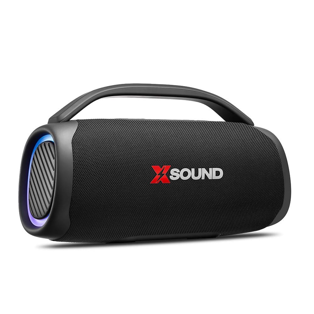 Caixa de Som Boombox Mondial Xsound- BX-100-BL - 100W-Bluetooth-Luzes Mic USB APP Bateria 14H SdCard