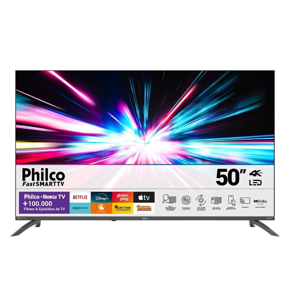Smart TV 4K UHD LED 50” Philco PTV50VA4REGB Wi-Fi 3 HDMI 2 USB