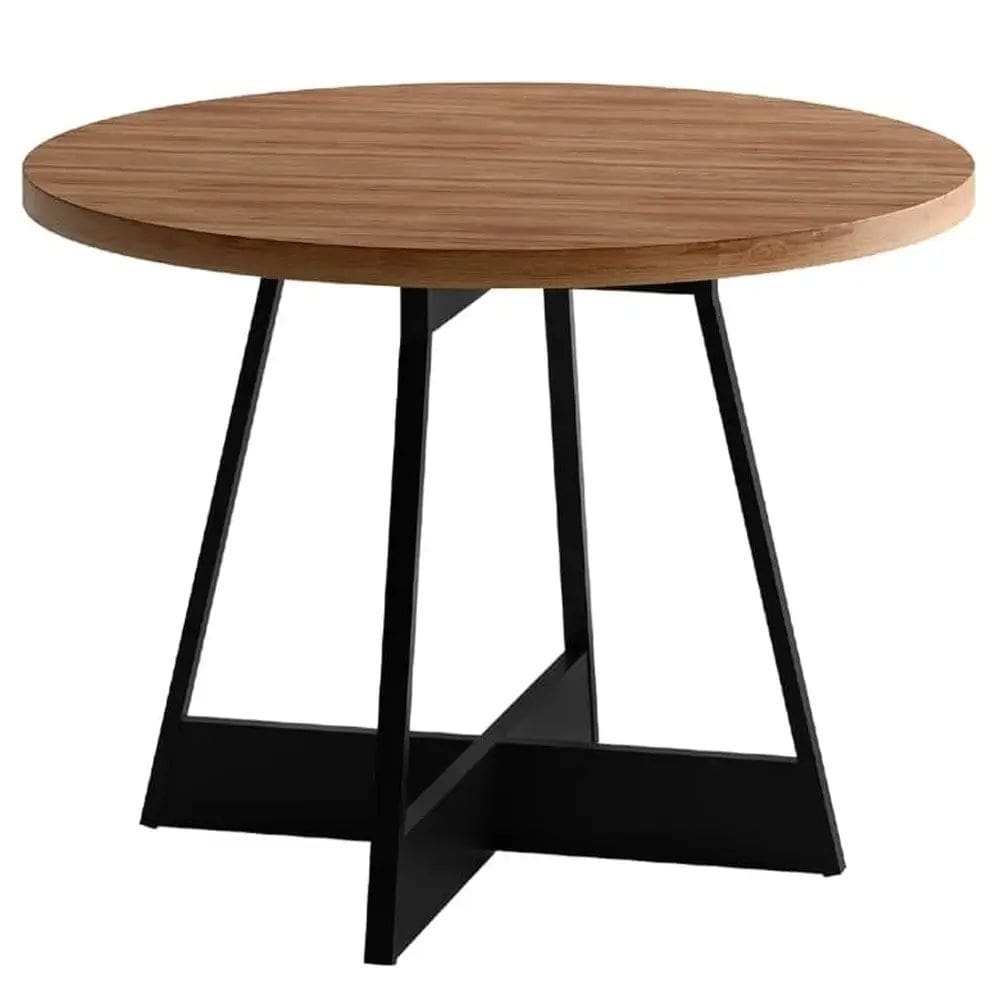 Mesa Atria Redonda 100x100 Carraro Cor Preto Nogal