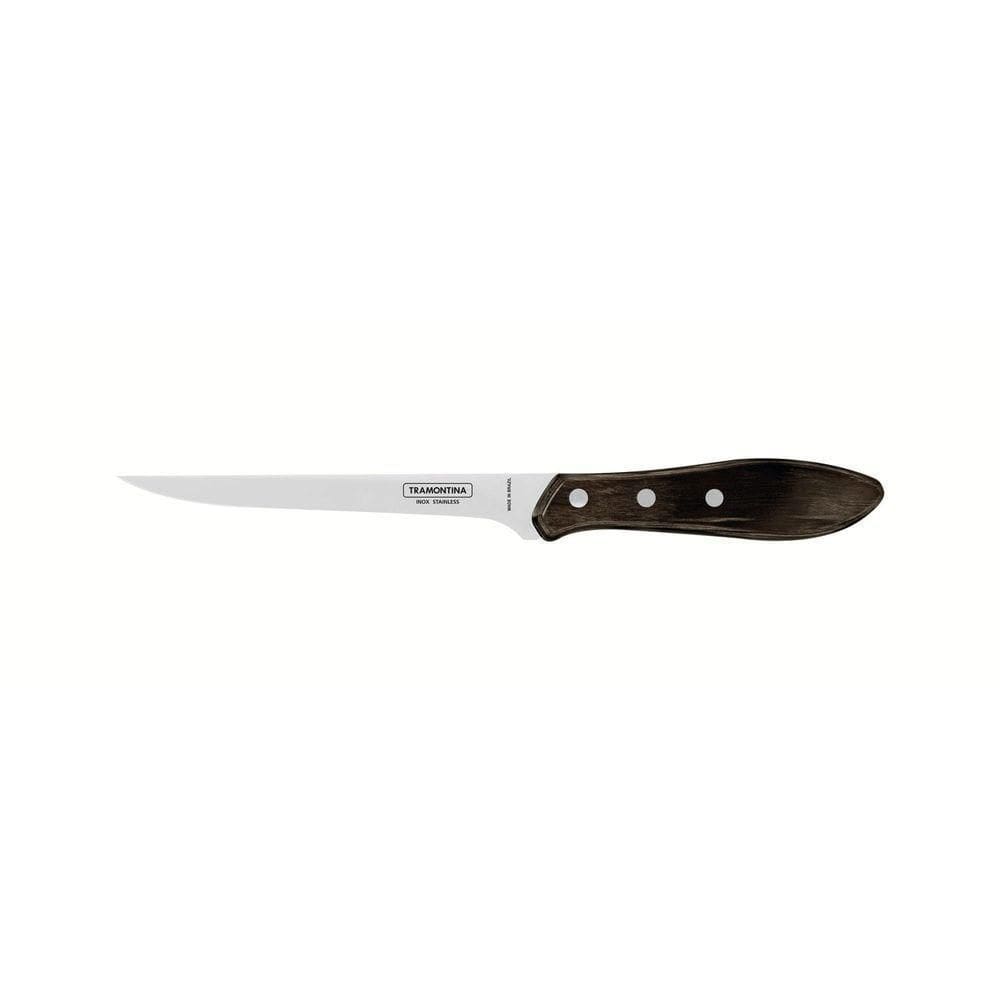 Faca Tramontina Para Desossar 6” Em Aço Inox E Cabo Castanho Polywood Tramontina