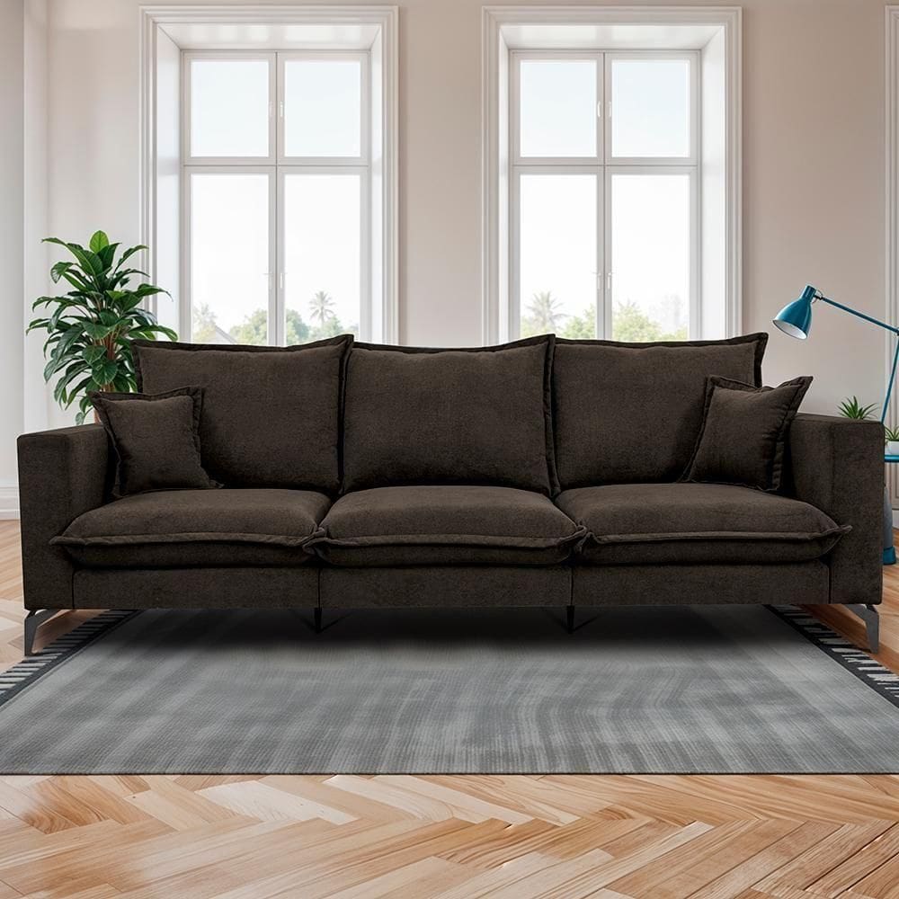 Sofá 3 Lugares Modular Boma. 2,40m Boucle Sofá Inbox Marrom