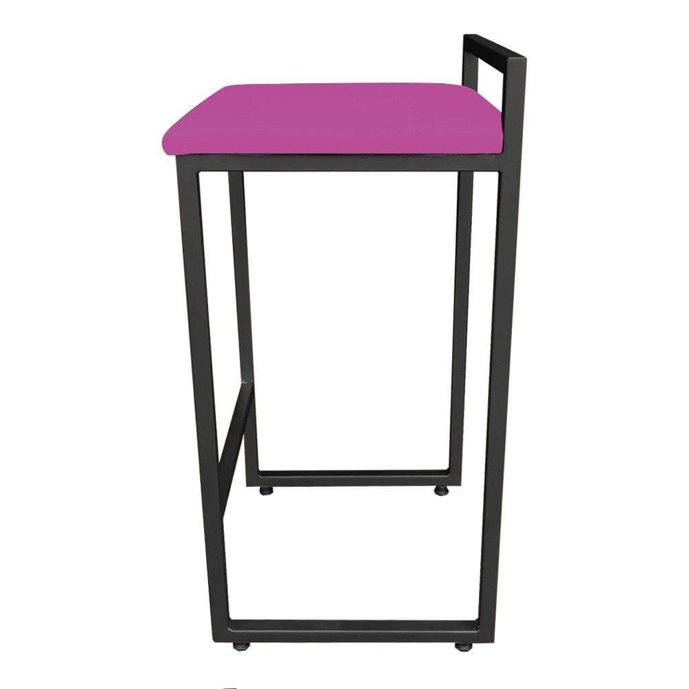 Conjunto 02 Banqueta Alta Industrial Pietra Suede Base Preto DRossi Pink