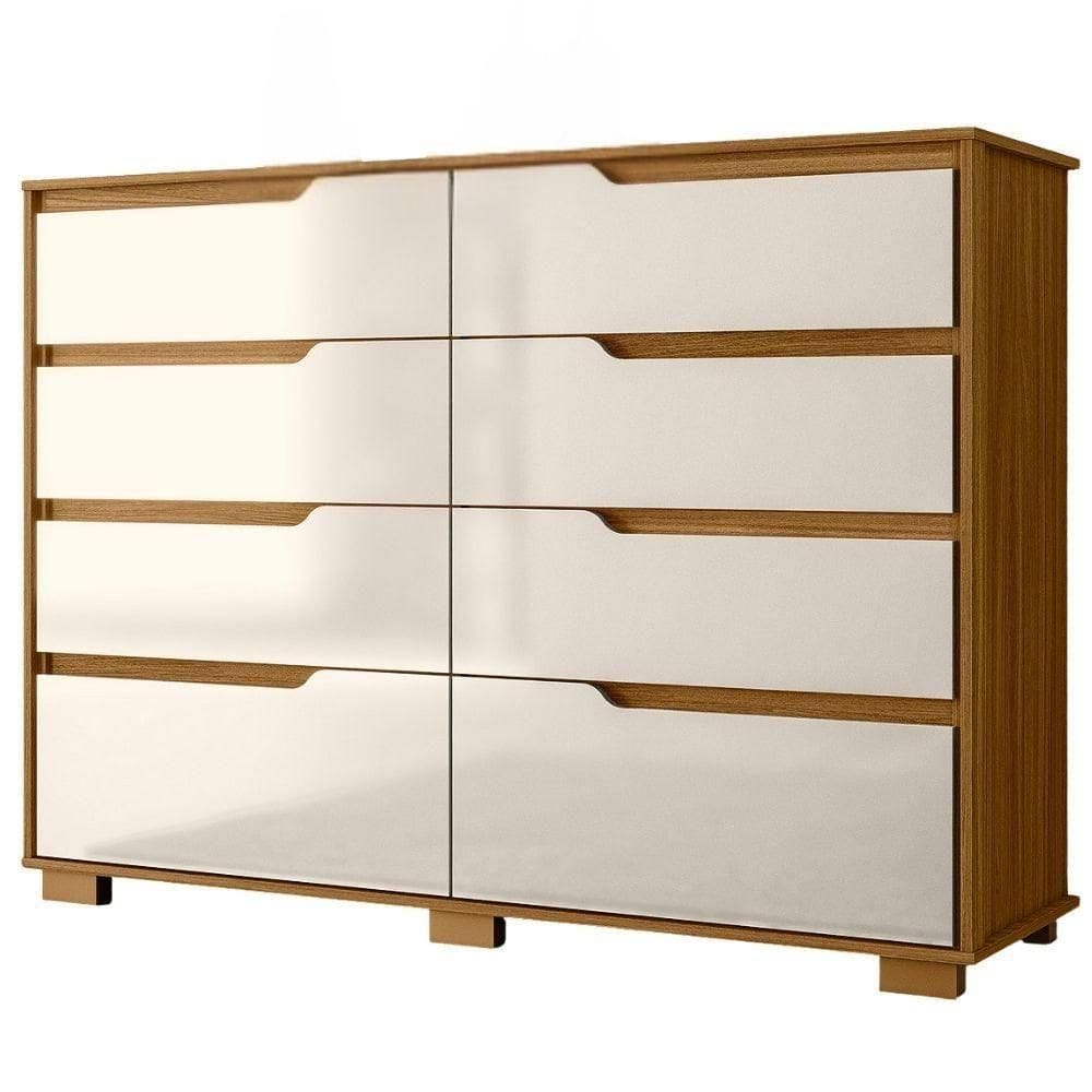 Comoda Georgia 8 Gavetas 147 Cm Freijo Off White Moval