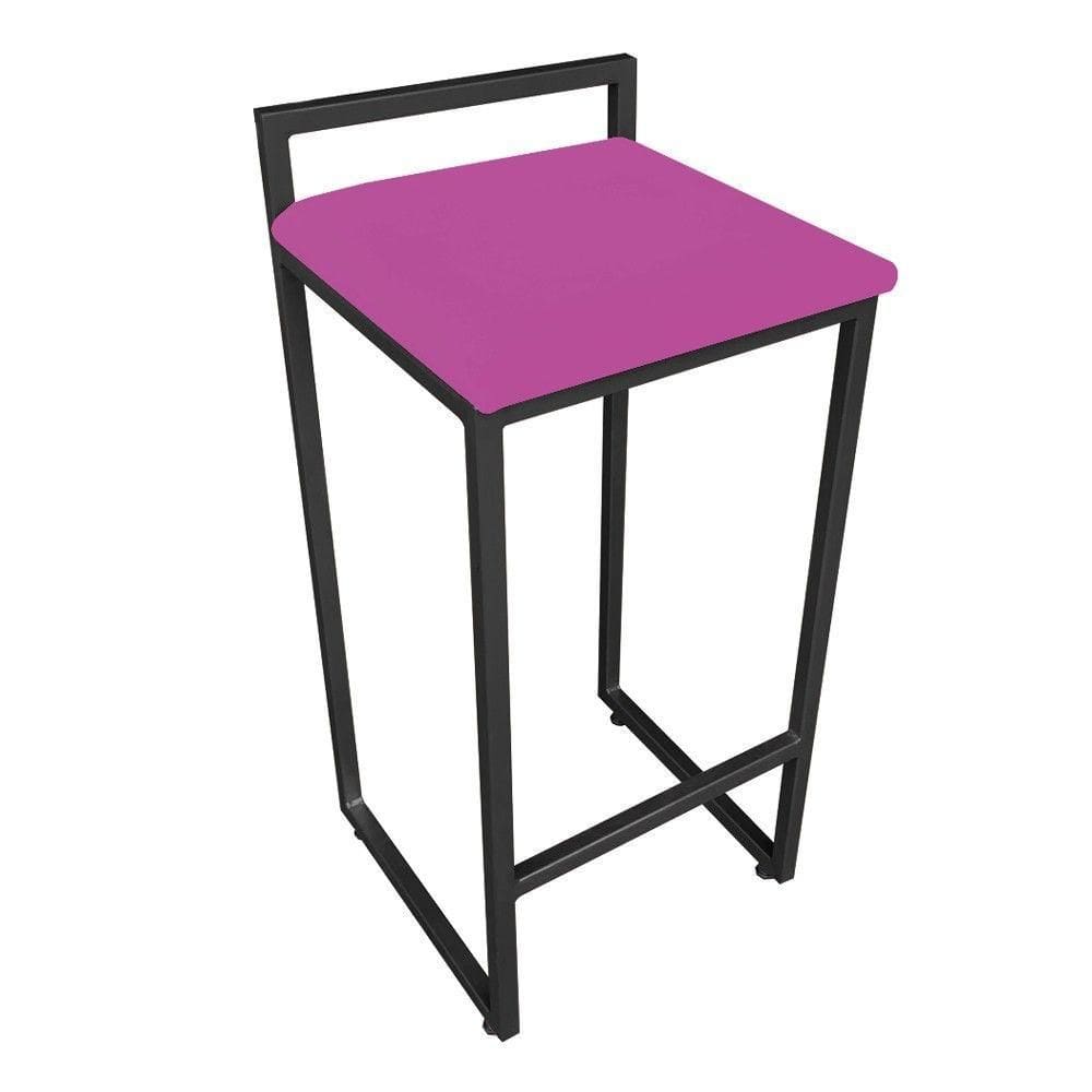 Banqueta Alta Lavínia Suede Base Preto DRossi Pink