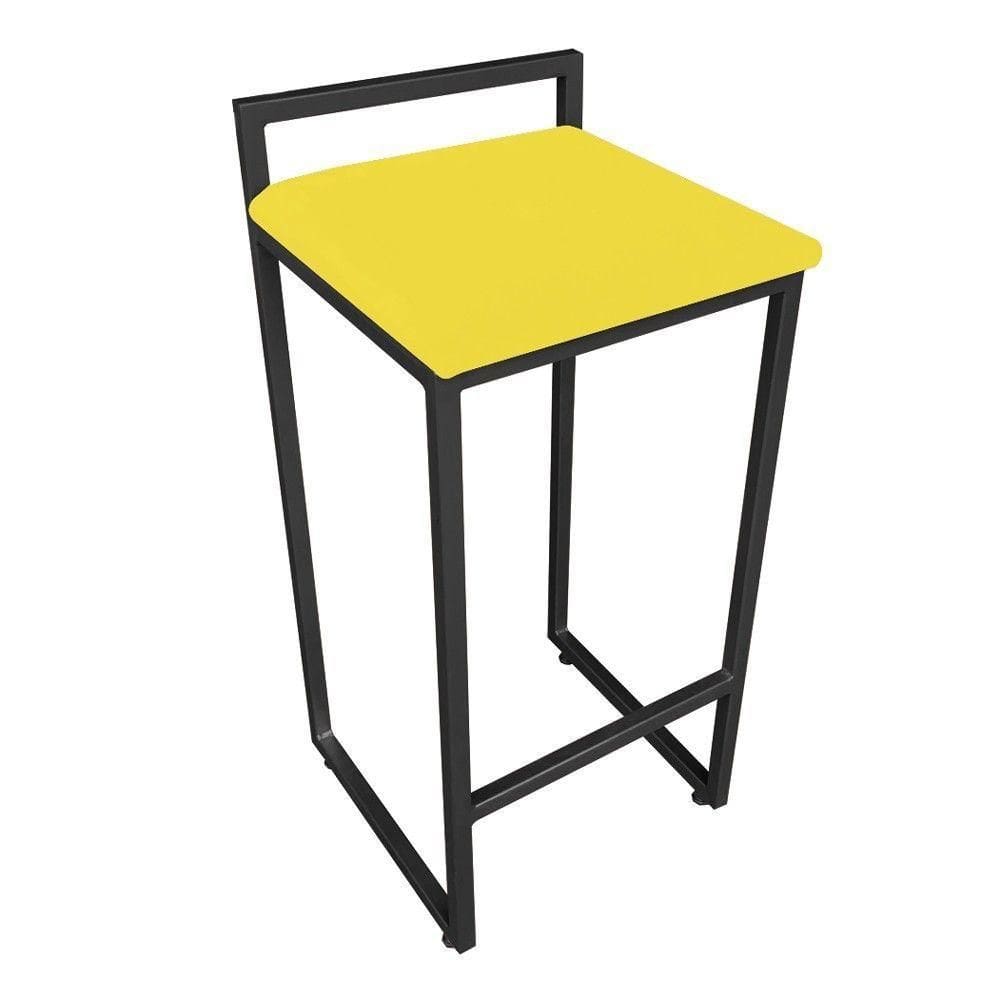Banqueta Alta Lavínia Suede Base Preto DRossi Amarelo