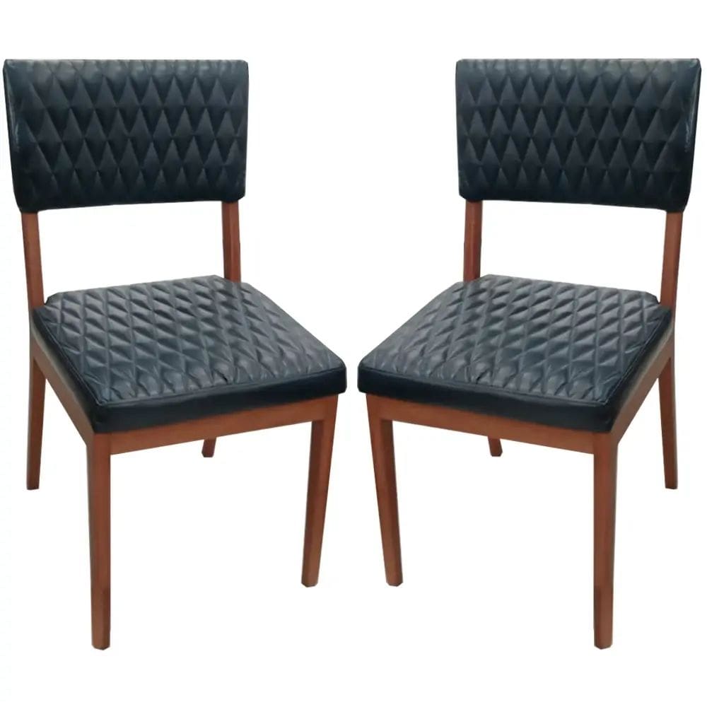 Kit 2 Cadeiras Selena Madeira Tecido Corino HR Movelaria Cor Preto