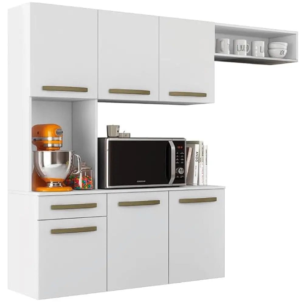 Cozinha Suspensa Belissima 6 Portas 1 Gaveta Fiorello Cor Branco