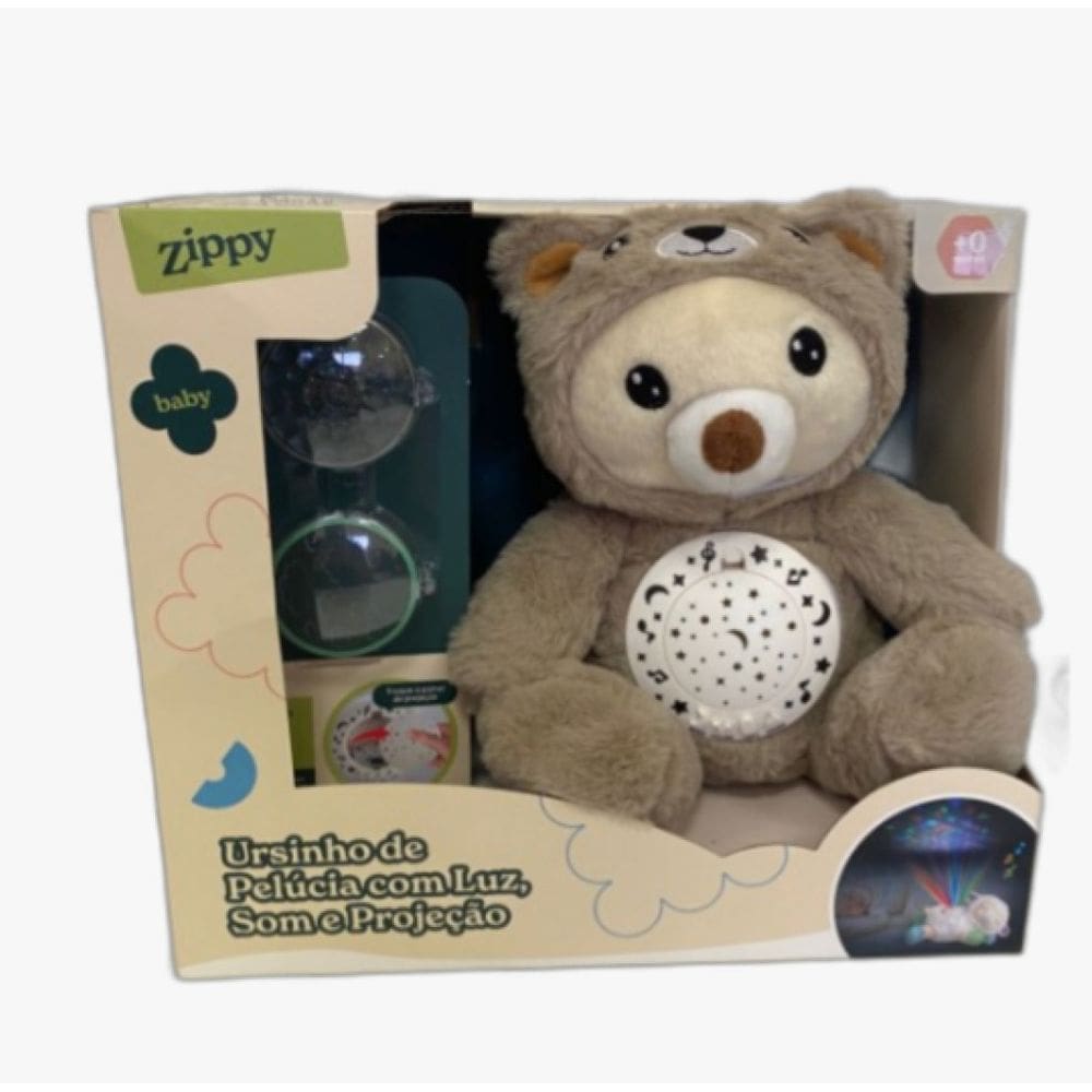 Ursinho de Pelúcia Interativo com Luz e Som - Zippy
