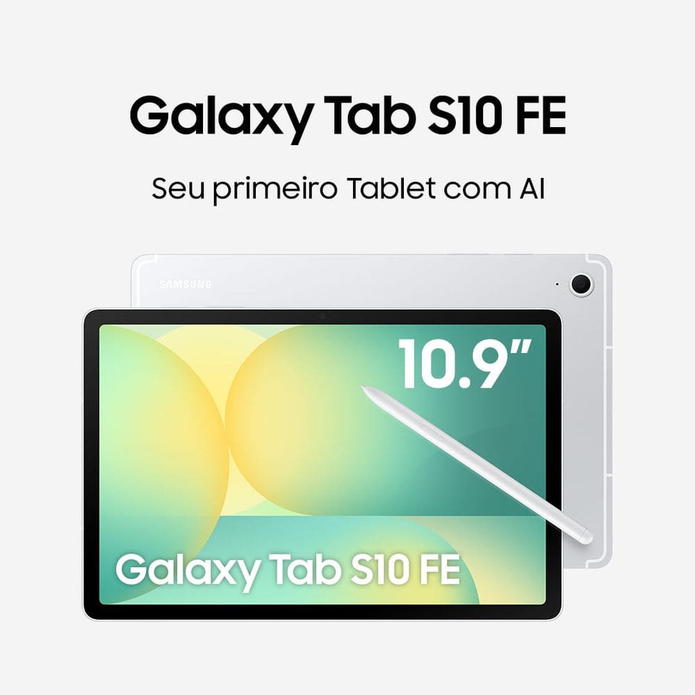 Tablet Samsung Galaxy Tab S10 FE 5G, 128GB, 8GB, Tela 10.9” 90Hz, S Pen e Capa Inclusas
