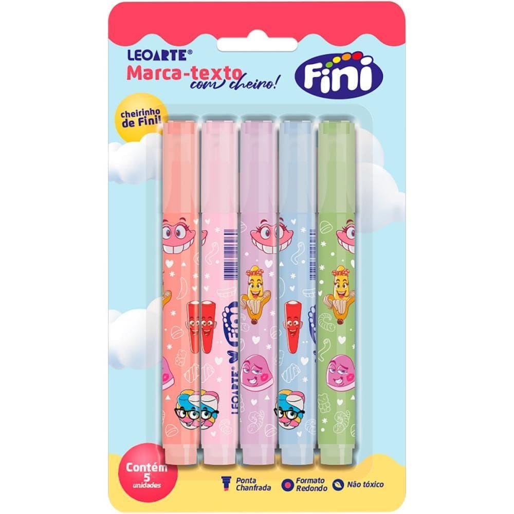 Caneta Marca Texto Fini com Aroma 5 Cores - Leonora