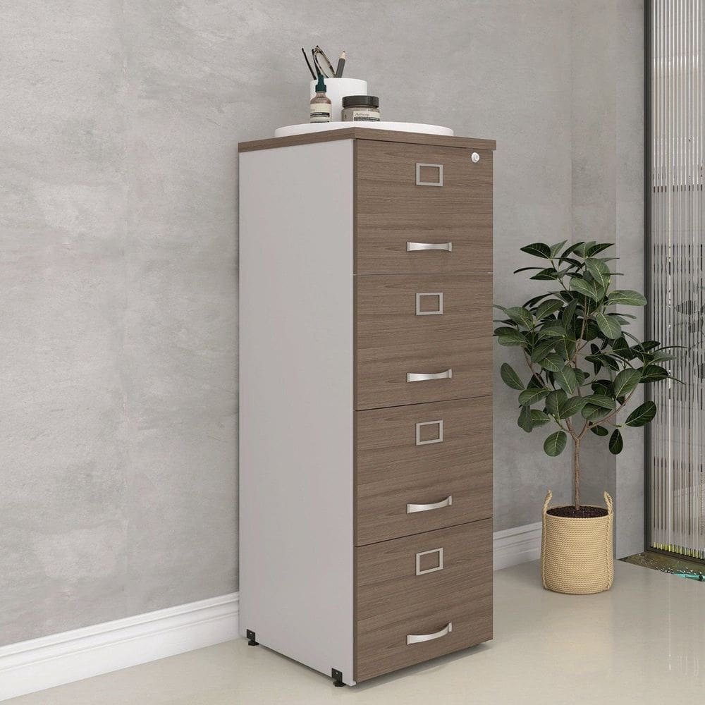 Arquivo de Madeira 4 Gavetas Of04gp25 Cinza/Walnut