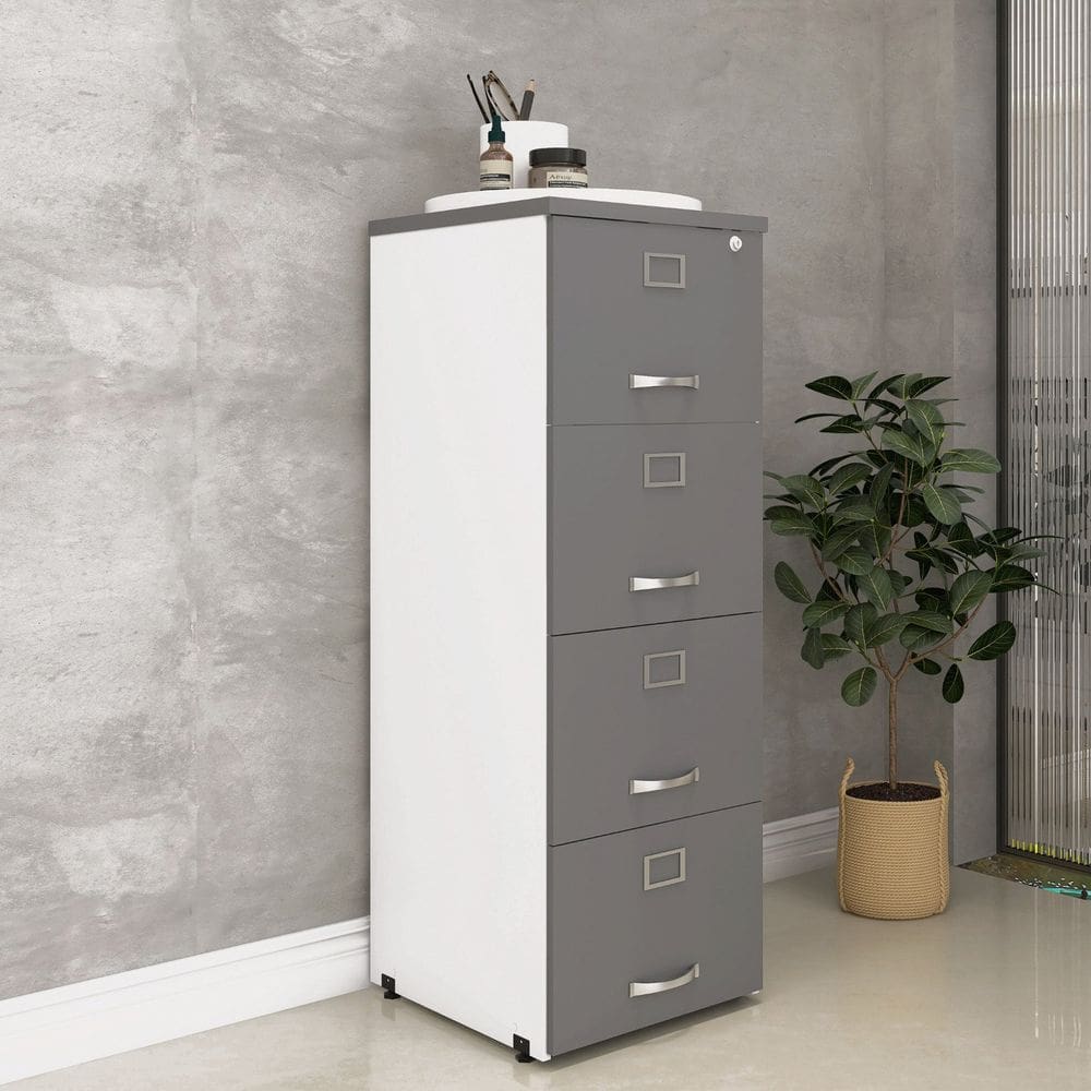 Arquivo de Madeira 4 Gavetas Of04gp25 Branco/Grafito