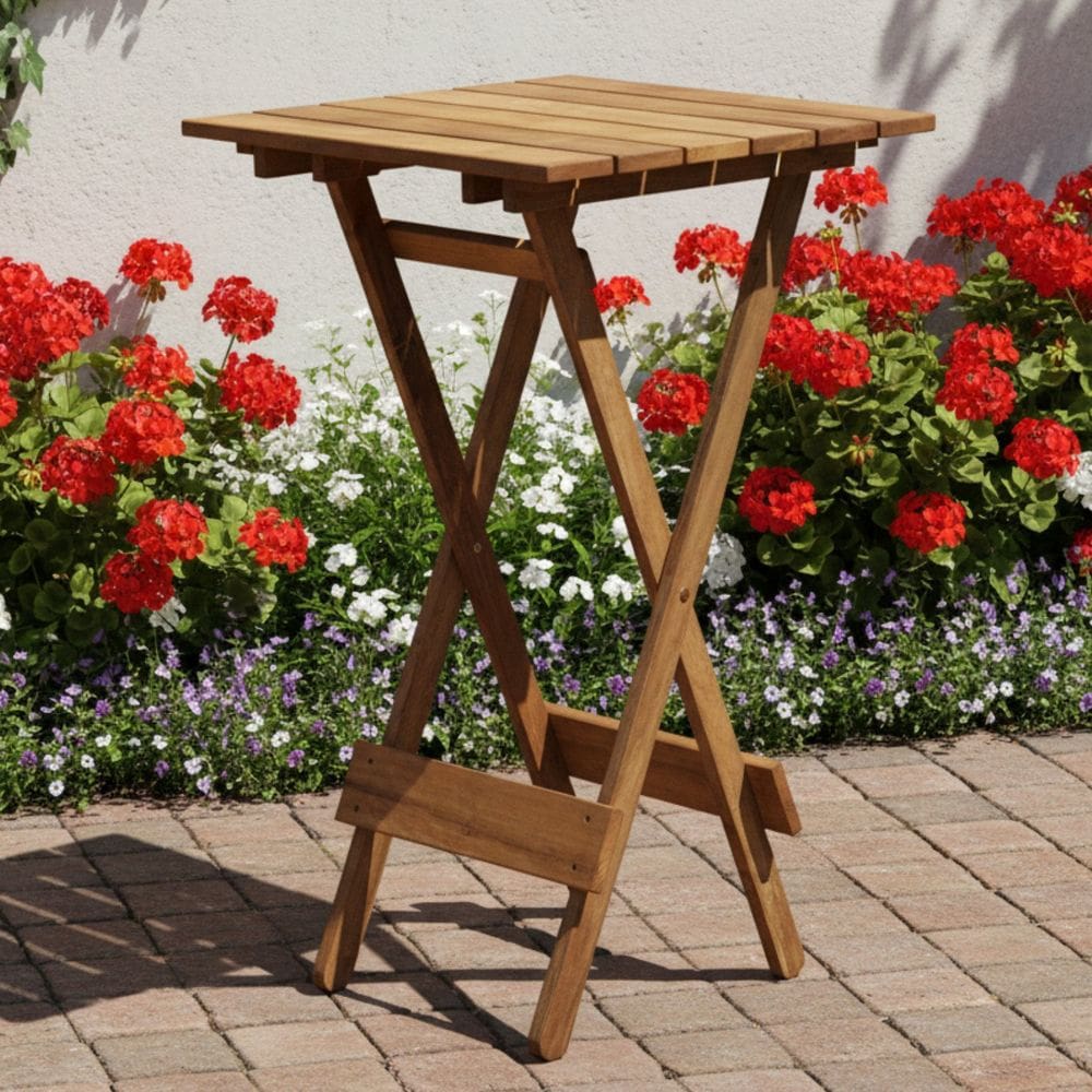Mesa Bistrô Dobrável em Madeira Nobre sem Pintura Natural